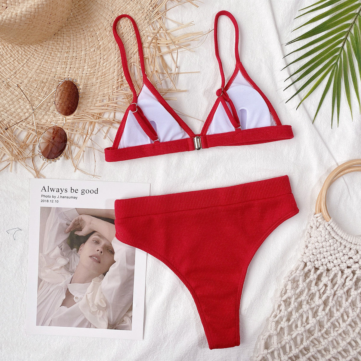 Spaghetti Strap Ribbed Bikini Set-Get You Some Sun