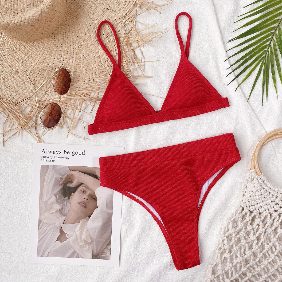 Spaghetti Strap Ribbed Bikini Set-Get You Some Sun