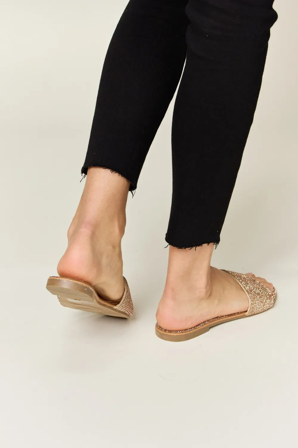 WILD DIVA Rhinestone Open Toe Flat Sandals-Get You Some Sun