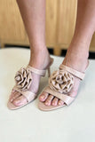 Weeboo Flower PU Leather Stiletto Heel Sandals-