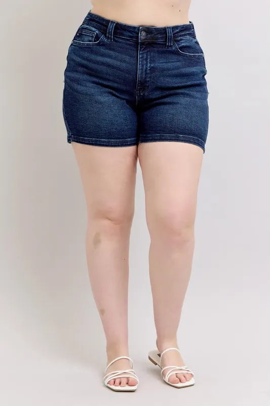 Judy Blue Plus Size High Waist Back Flap Pocket Denim Shorts