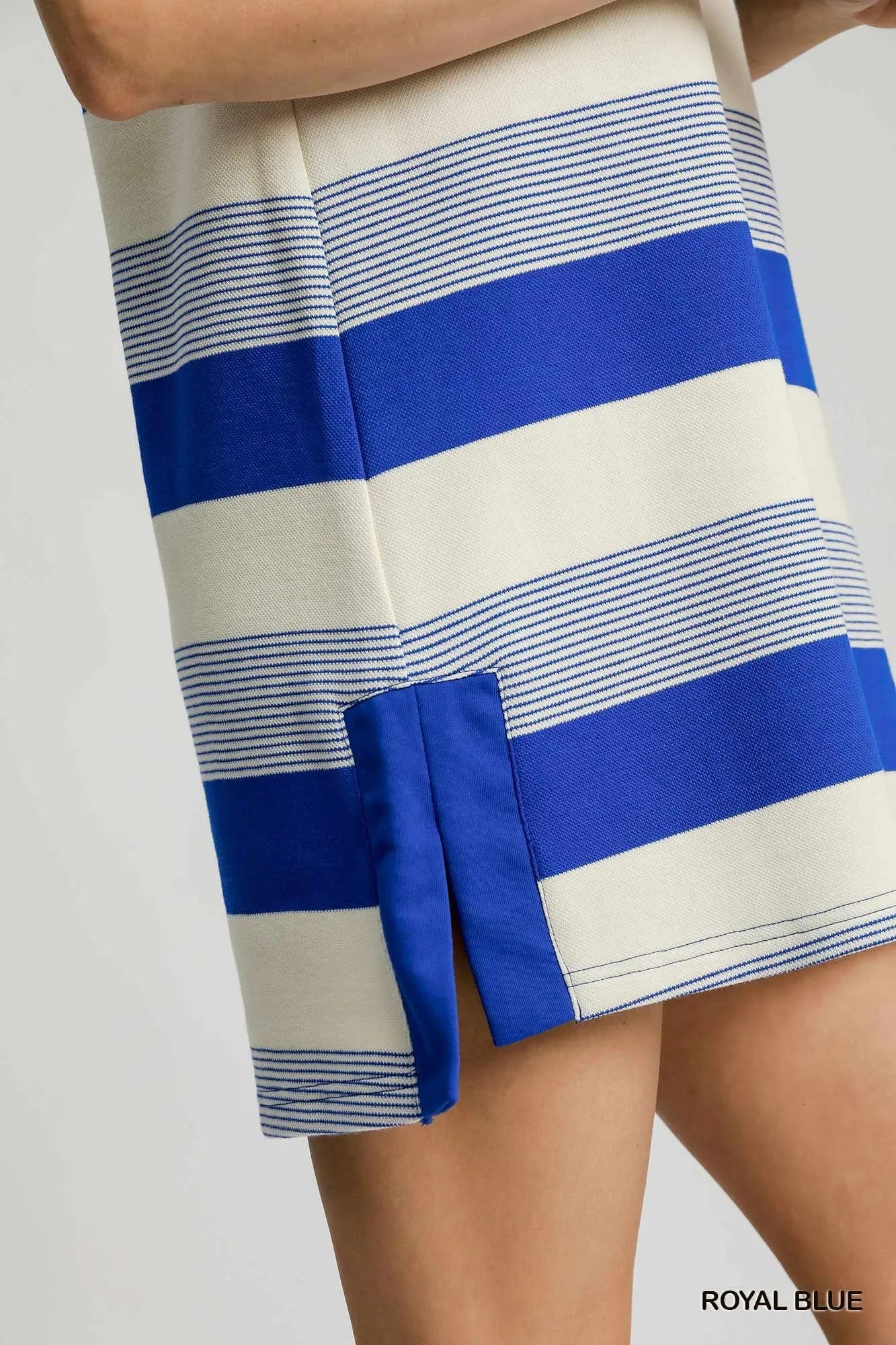 Umgee French Terry Side Slit Striped Mini Dress-