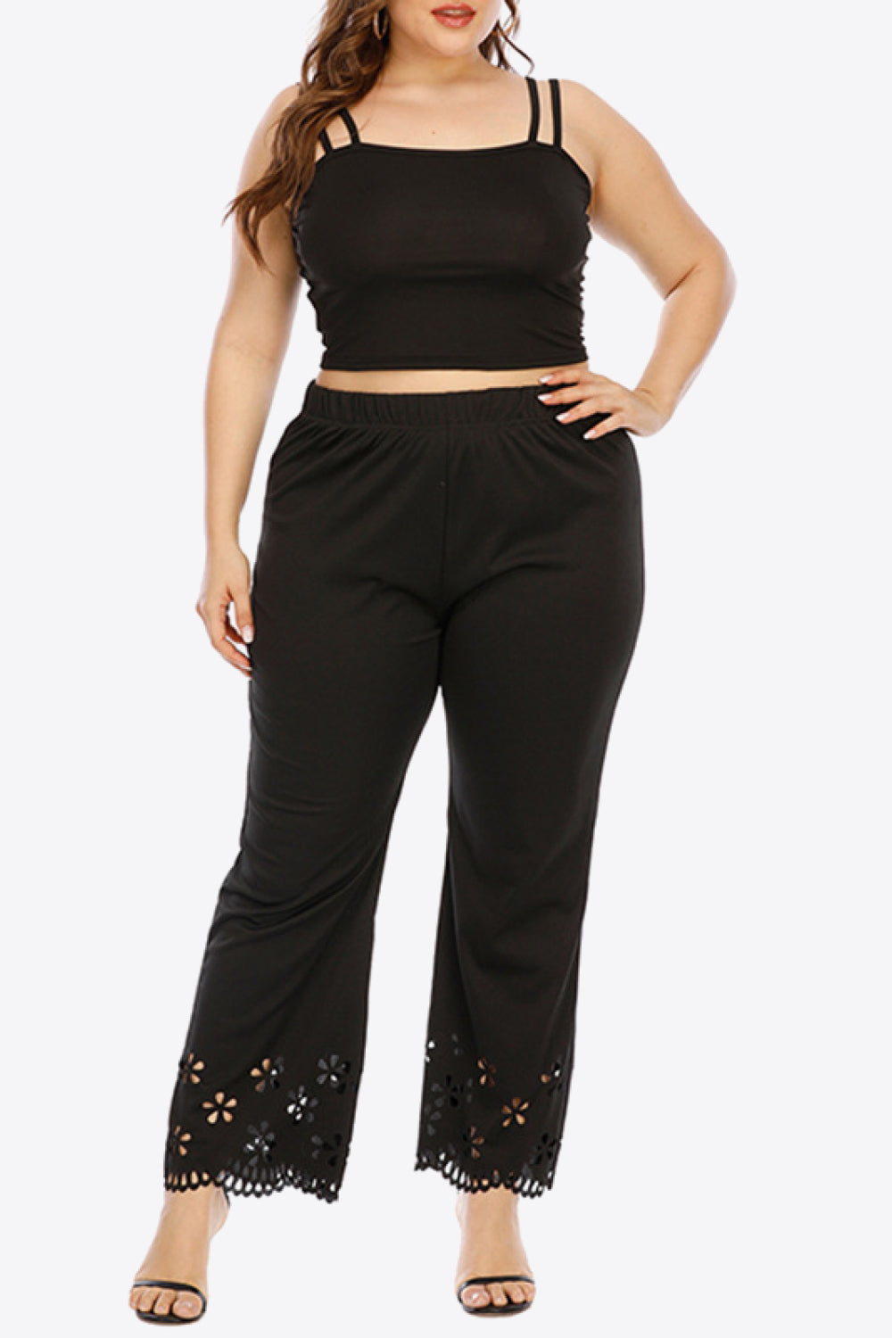 Plus Size Openwork Elastic Waist Pants-Get You Some Sun