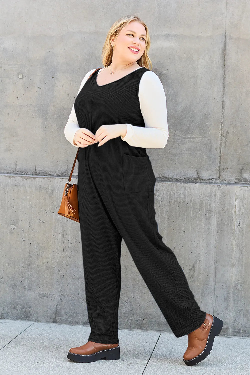 Double Take Full Size Sleeveless Straight Jumpsuit-