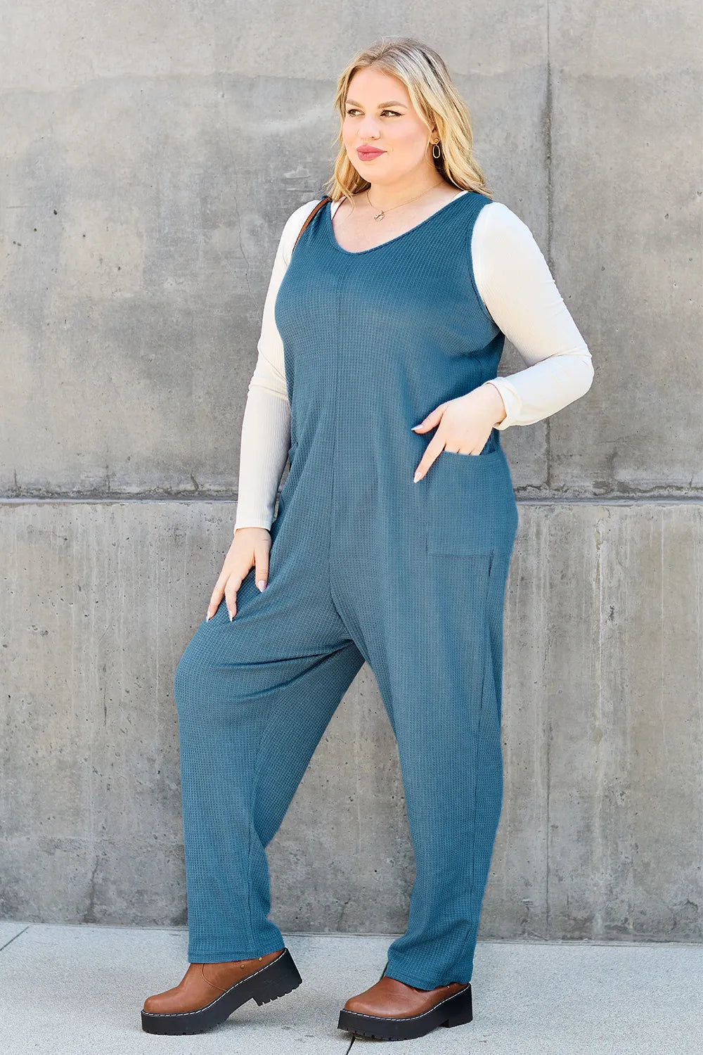 Double Take Full Size Sleeveless Straight Jumpsuit-