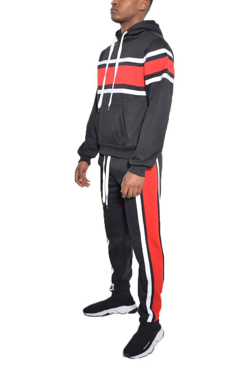Full Size With Three Stripe Pullover Hoodie and Pants Set