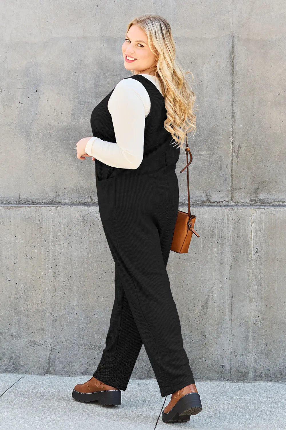 Double Take Full Size Sleeveless Straight Jumpsuit-