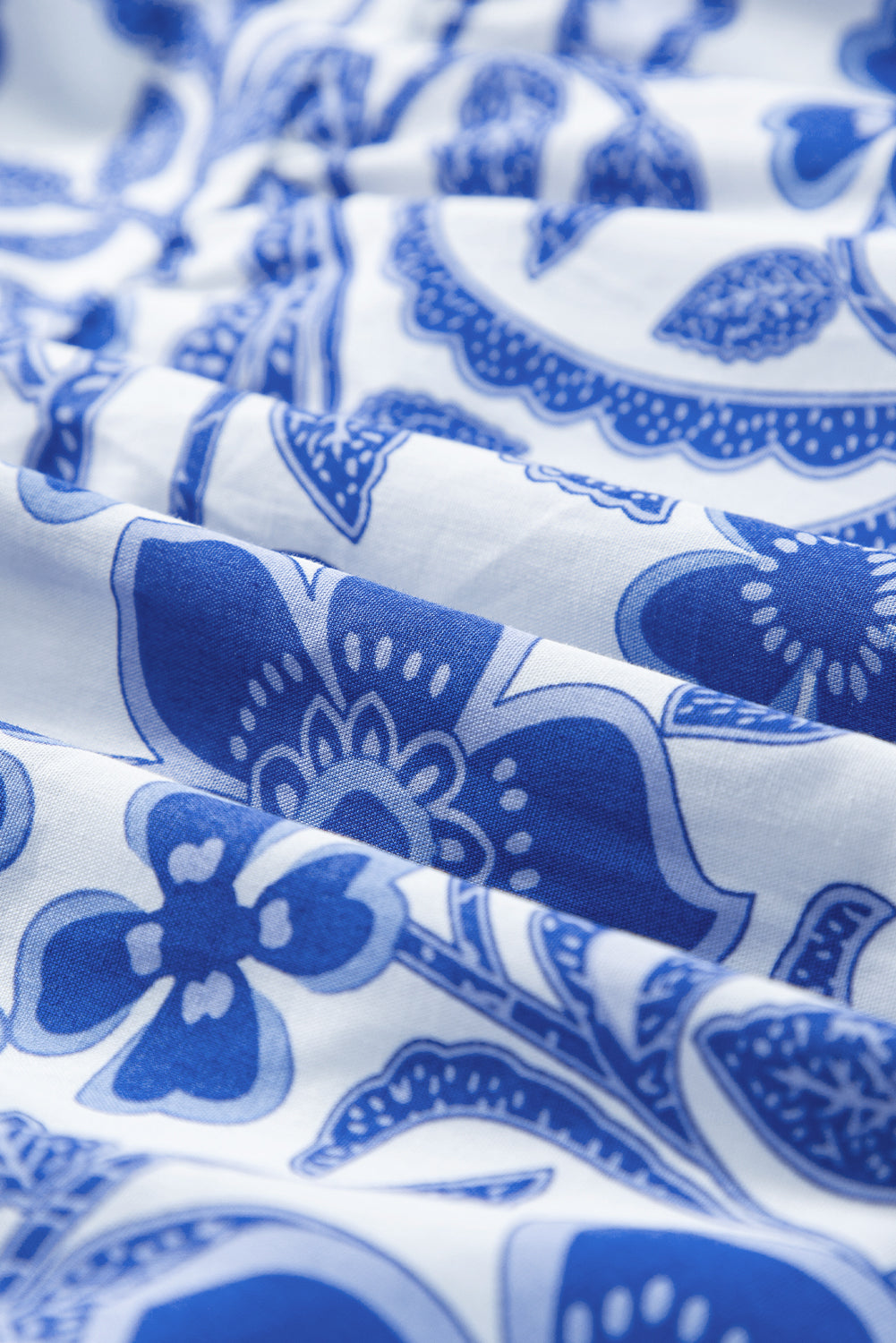 Blue Flower Print Puff Sleeve Tiered Dress-Get You Some Sun