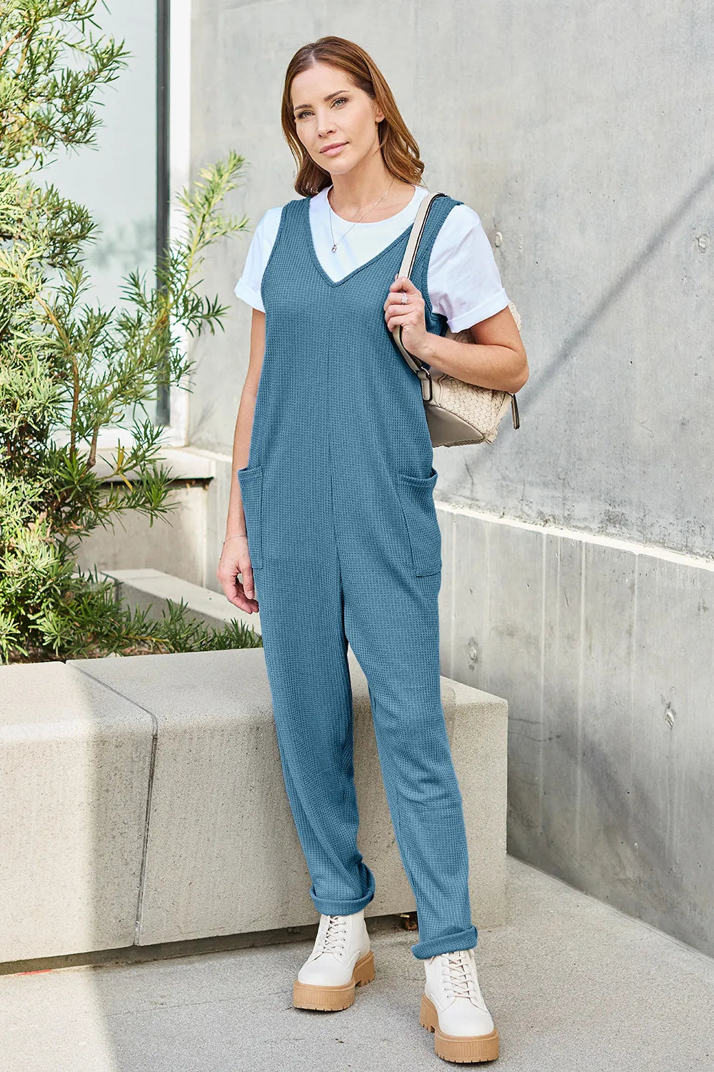 Double Take Full Size Sleeveless Straight Jumpsuit-