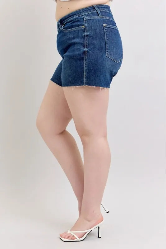 Judy Blue Plus Size High Waist Criss-Cross Waistband Shorts
