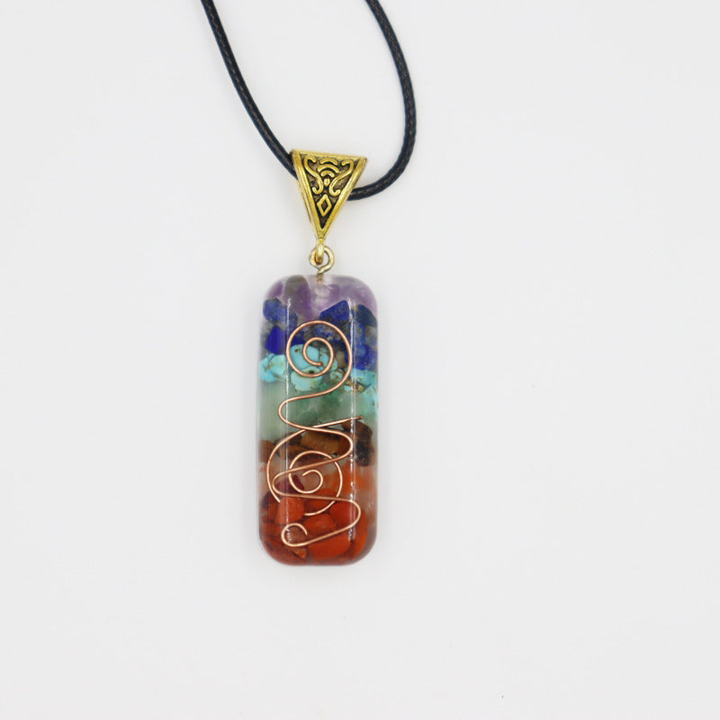Retro Reiki Healing Energy Crystal Pendant Natural Stone