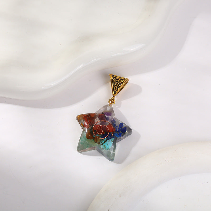 Retro Reiki Healing Energy Crystal Pendant Natural Stone