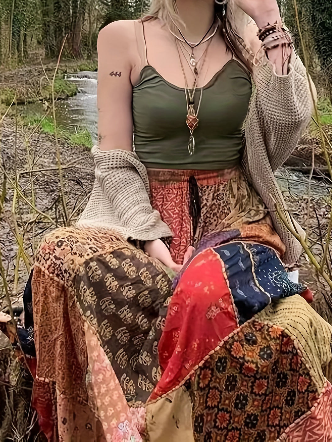 Plus Size Plaid Print Drawstring Skirt