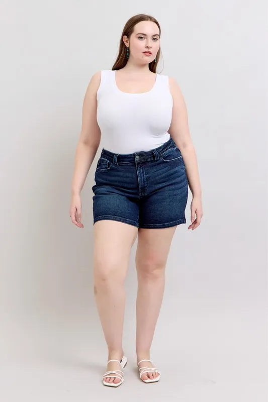 Judy Blue Plus Size High Waist Back Flap Pocket Denim Shorts