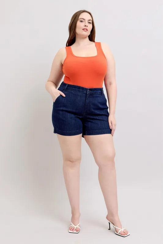 Judy Blue Plus Size High Waist Denim Shorts-Get You Some Sun
