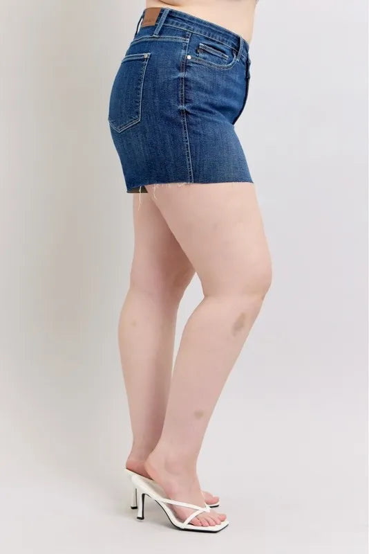 Judy Blue Plus Size High Waist Criss-Cross Waistband Shorts