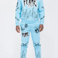  Men's Full Size Flame Fire Chenille Hoodie and Pants Set