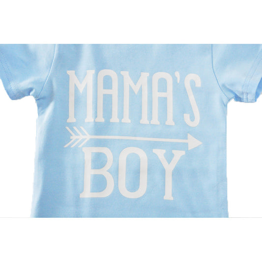 Children's Suit Short-Sleeved T-Shirt Blue Letter Arrow 