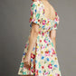 Umgee Floral Print Puff Sleeve Mini Dress-Get You Some Sun