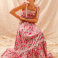 SO ME Floral Maxi Dress With Ribbon Tie Lace Strap-