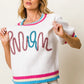 BiBi Metallic Letter Short Puff Sleeve Sweater-