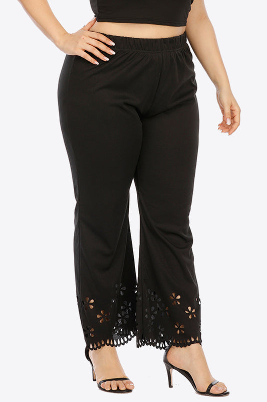 Plus Size Openwork Elastic Waist Pants-Get You Some Sun