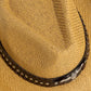 Fame Studded Bull Head Strap Straw Western Cowboy Hat-