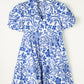 Blue Flower Print Puff Sleeve Tiered Dress-Get You Some Sun