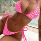 Leopard Print Halter Neck Tie Side Bikini Set-