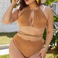Plus Size Cutout Tied Backless Bikini Set-Get You Some Sun