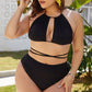 Plus Size Cutout Tied Backless Bikini Set-Get You Some Sun