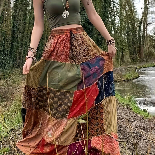 Plus Size Plaid Print Drawstring Skirt