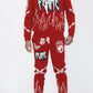 Men's Full Size Flame Fire Chenille Hoodie and Pants Set