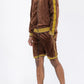 WEIV Men's Full Size Velour Zip Up Jacket and Shorts Set