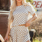 Brown Checkerboard T Shirt and High Waist Skorts 