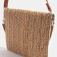 Fame Stitch Detailed Straw Crossbody Bag-Get You Some Sun