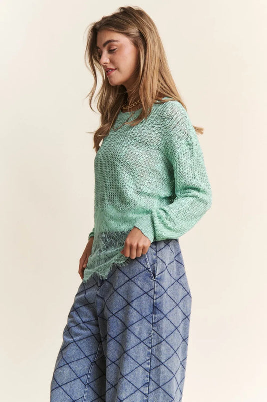 J.NNA Lace Detail Long Sleeve Knit Top-Get You Some Sun