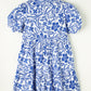 Blue Flower Print Puff Sleeve Tiered Dress-Get You Some Sun