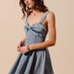 SO ME Mineral Washed Bow Ribbon Denim Flare Dress