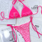 Leopard Print Halter Neck Tie Side Bikini Set-