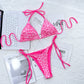 Leopard Print Halter Neck Tie Side Bikini Set-