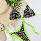 Leopard Print Halter Neck Tie Side Bikini Set-