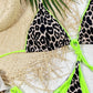 Leopard Print Halter Neck Tie Side Bikini Set-