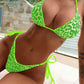 Leopard Print Halter Neck Tie Side Bikini Set-
