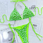 Leopard Print Halter Neck Tie Side Bikini Set-