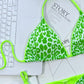 Leopard Print Halter Neck Tie Side Bikini Set-