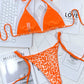 Leopard Print Halter Neck Tie Side Bikini Set-