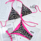Leopard Print Halter Neck Tie Side Bikini Set-