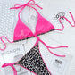 Leopard Print Halter Neck Tie Side Bikini Set-