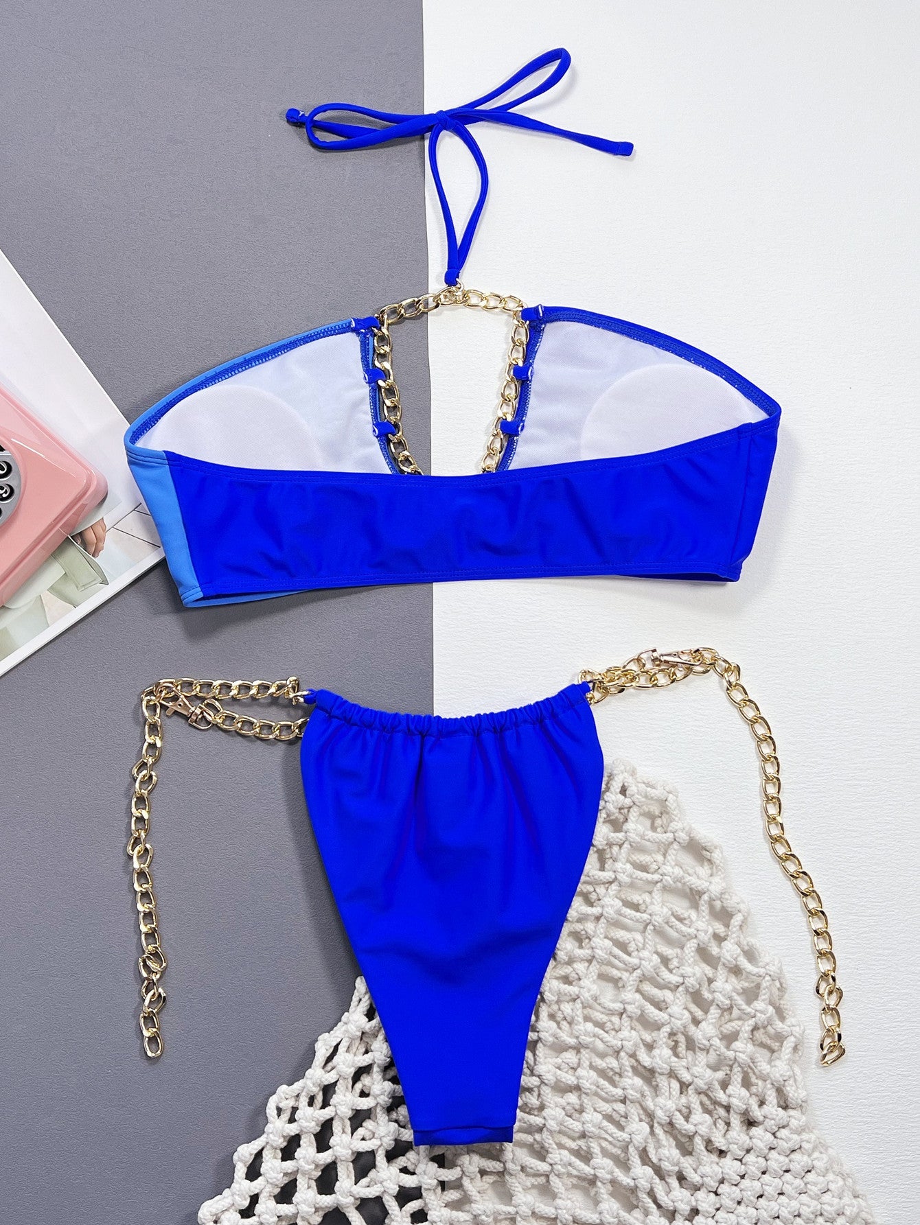 Chain Detail Halter Neck Bikini Set-Get You Some Sun
